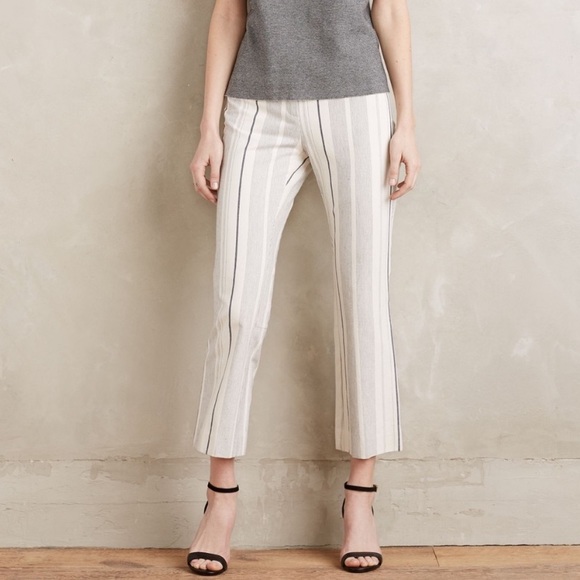 Anthropologie Ankle Flare Pants. Linen-Cotton Blend. - Picture 1 of 11